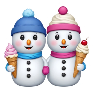 snowmen wearing cap with ice cream sticker