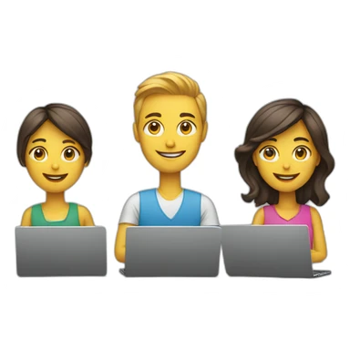 3 designers with laptops sticker