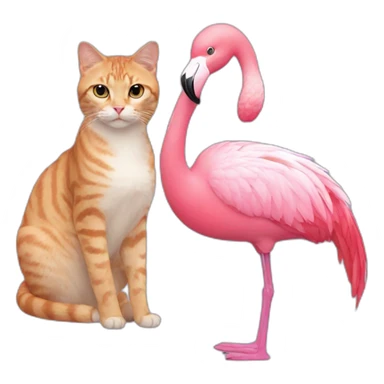 Cat with a flamingo sticker