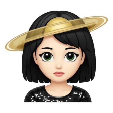 Saturn (Mythology) with black hair, black sequin outfit sticker