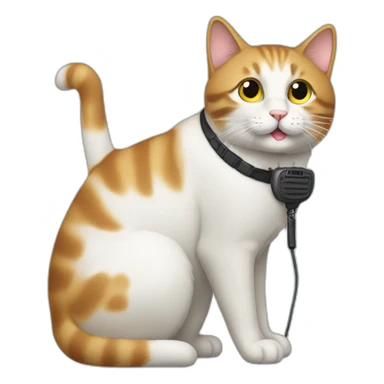 a cat with a walkie talkie sticker