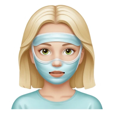 White girl doing skincare white jel mask all over face  sticker