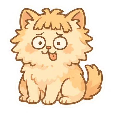 fluffy cat with a bizarre patchy haircut and comical expression sticker