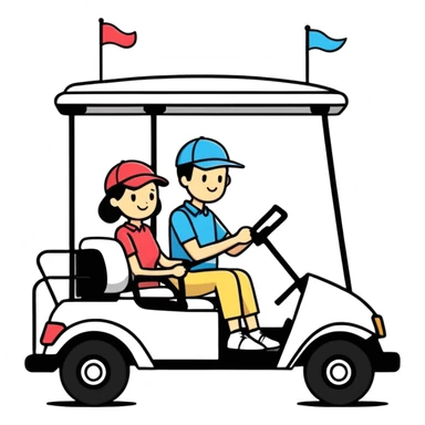 Couple in a golf cart sticker