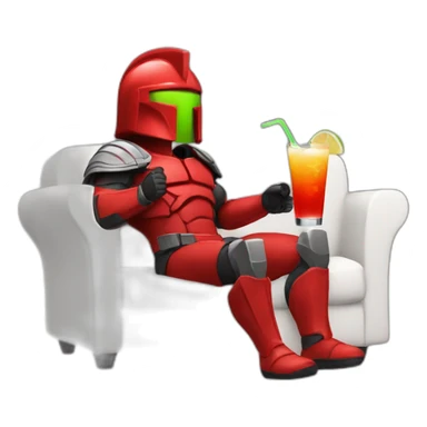 A red spartan drinking a relaxed coktail on a sofa sticker