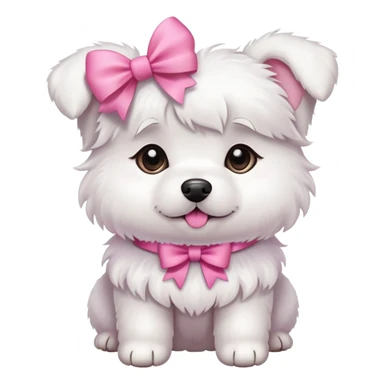 White dog with a pink bow sticker