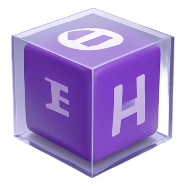 purple cube inside another glass cube isometric view sticker