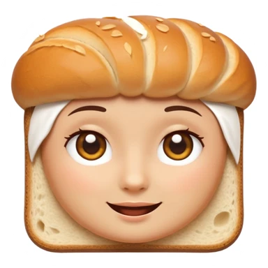 Sexy Bread emoji avatar, cute and minimalistic style, warm eyes and gentle smile, flat design, soft shapes, clean modern look, highly recognizable at small sizes, centered composition, transparent or solid background, app icon quality. sticker