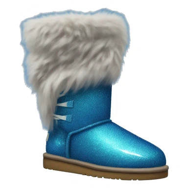 Realistic blue glitter and fur Ugg boots. sticker