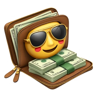 Aviator money emoji, wallet full of cash, casino vibe, premium 3D emoji style, clean, no background
 sticker