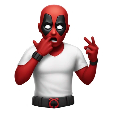 dead pool shocked, and hands on mouth like in movies sticker
