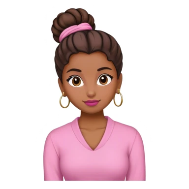 Chica piel morena cabello recogido buen estilo rosa  sticker