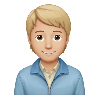 Brian Lackey from Mysterious Skin with brown eyes, dark blonde hair, light blue shirt, ivory jacket sticker