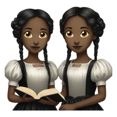 a book cover featuring two young twin sisters in gothic style sticker