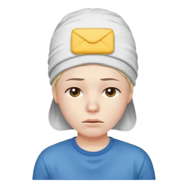 A person with headaches and a cold pack on the head sticker