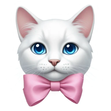 white cat with blue eyes and pink bow  sticker