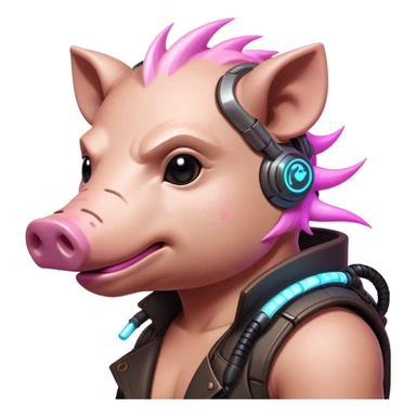 cyberpunk hog with neon sticker