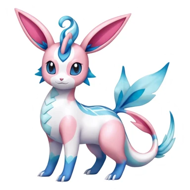 Shiny Cute Milotic-Sylveon-Glaceon-Vaporeon-Dragonair-Pokémon-hybrid-fusion full body sticker