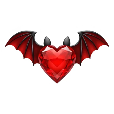 crystal red heart with black bat wings sticker