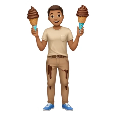 Man laughing with chocolate ice cream stain on pants  sticker