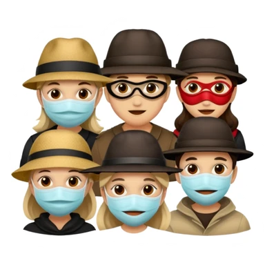 masked people with hat sticker