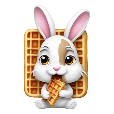 Bunny eating a waffle sticker