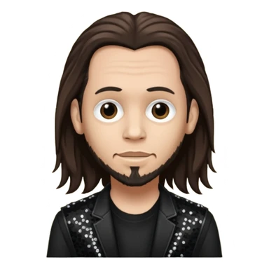 James Munky Shaffer from Korn with long dark brown hair, light tan skin, black sequin outfit sticker