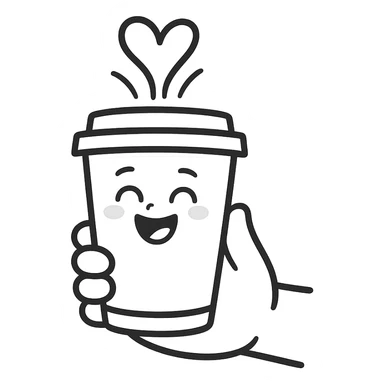 Make the coffee cup a to-go cup in hand drawn doodle style, with no background. sticker