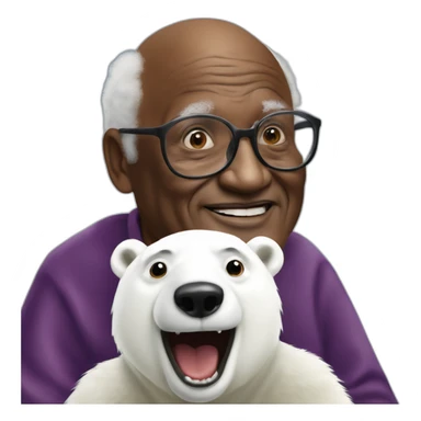 Desmond Tutu being racist to a polar bear sticker