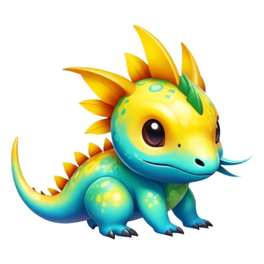 Exotic tropical shiny rare colorful epic cute Fakémon-creature, full body, with random markings sticker