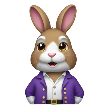 Rabbit wearing purple costume and white shirt  sticker