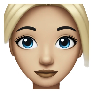 Woman with black hair and blue streaks with a middle part and eyeliner sticker