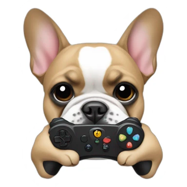 French bulldog holding a controller sticker
