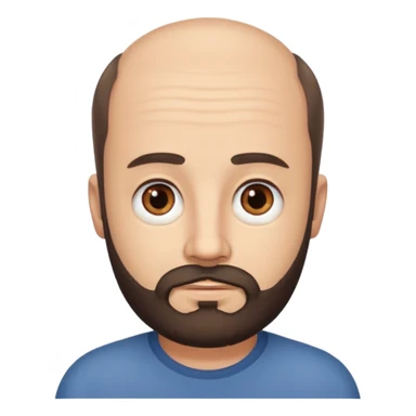 semi balding man with short hair and has a beard. dark brown eyes and brown beard. no wrinkles on face, he still looks young  sticker