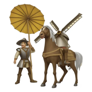quijote y molino de viento sticker