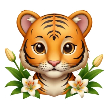 Cute tiger with lilie sticker