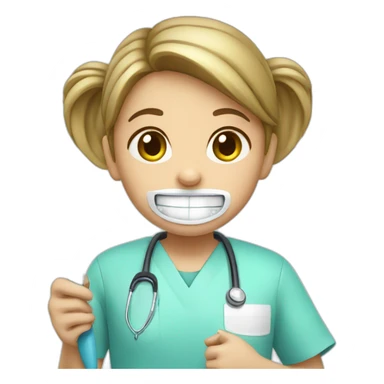 dentist girl with a toothbrush in his hand sticker