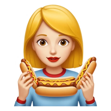 woman eating hot dog  sticker