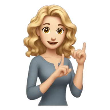 white woman with shoulder-length wavy hair, wearing an off-shoulder top, and making this gesture 🫶🏻 sticker