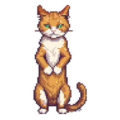 cat scratching its neck, pixel art style sticker