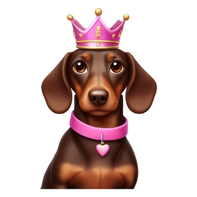 Chocolate and tan sausage dog with pink crown  sticker
