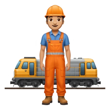 Indian male railway engineer orange overalls, boots  sticker