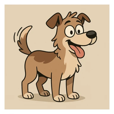 ein Hund, der mit dem Schwanz wedelt, cartoonartig, neutraler Hintergrund sticker