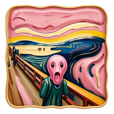 Edvard munch The Scream abstract painting with SPAM MEAT landscape  sticker