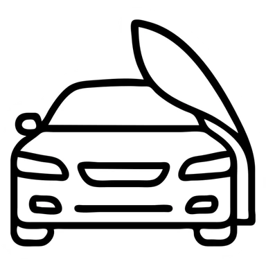 outlined icon of a premium glossy black car, part covered by a rolled light gray transparent film, clean lines, modern look, curved film effect sticker