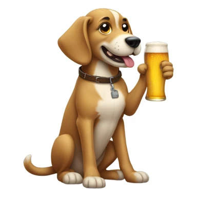 Dog holding beer sticker
