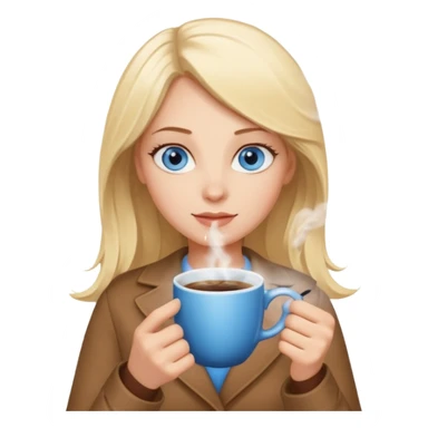 Blonde with blue eyes  with hot coffee sticker