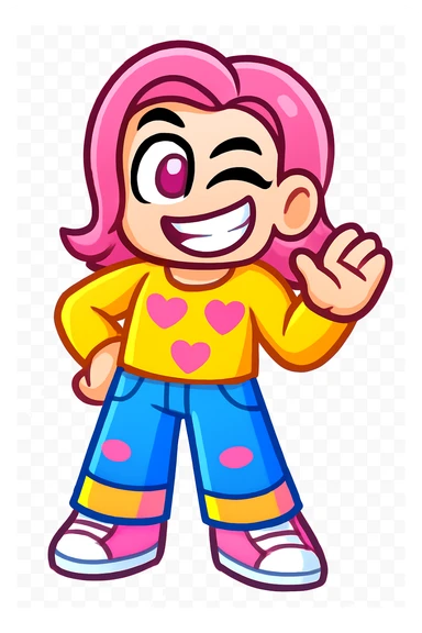 Extract every character from the picture. there is  5 character. So i need total 5 images of the character including the clothes and accessories they are wearing, and place on a transparent background. Keep the original style and appearance exactly the same. and separately give me the each character picture

 sticker