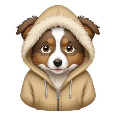 mini Australian shepherd wearing hoodie sticker