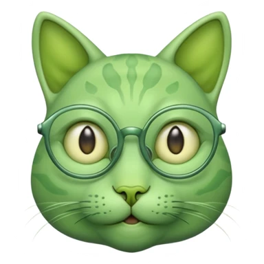 green alien cat with no fur, and spectacles sticker